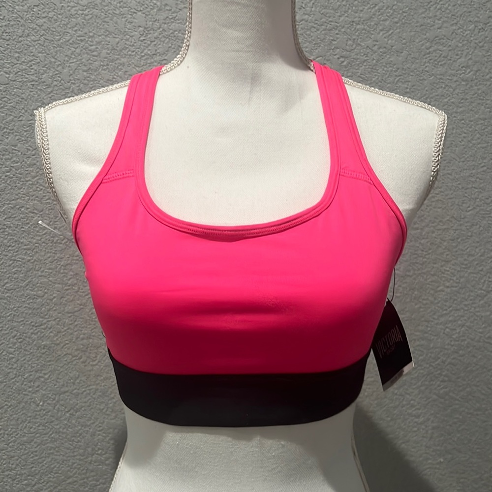 Victoria sport bra,‎ size M , pink and black elastic.
